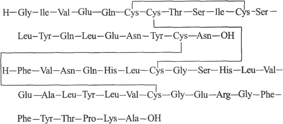 品名中文名胰岛素汉语拼音yidaosu英文名insulin结构式分子式与分子量
