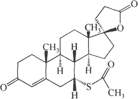 4.2结构式spironolactone4.1.3英文名luoneizhi4.1.2汉语拼音螺内酯4.
