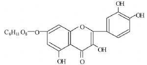高粱红主要成分3,5,3',4'-四羟基黄酮-7-葡萄糖苷结构式